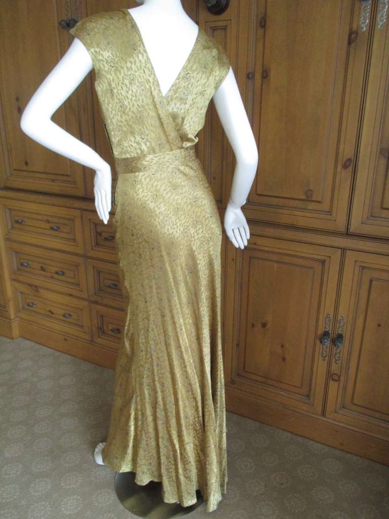 Women's 1930's Gold Belted Evening Dress
