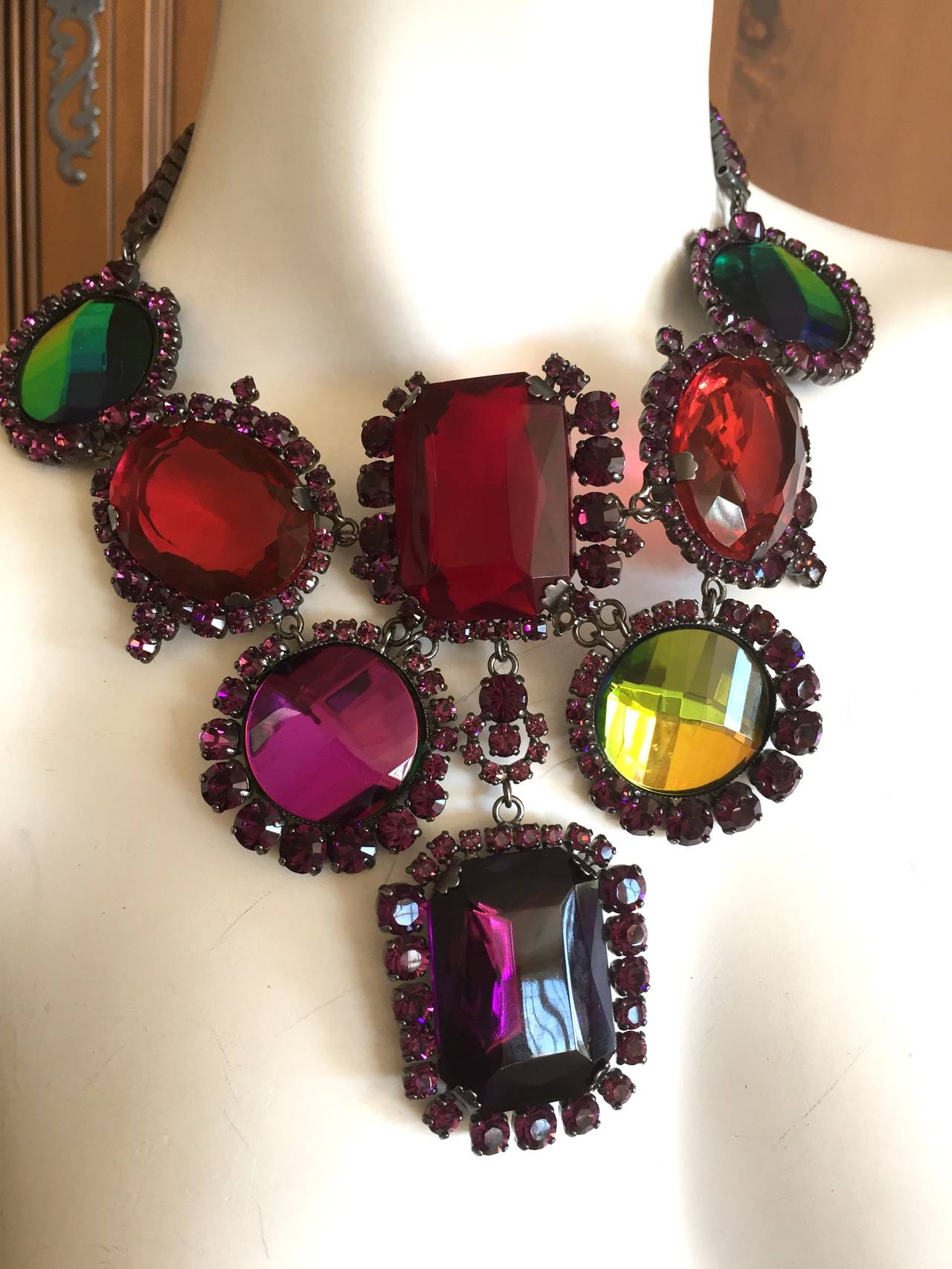 Dior by Galliano Giant Jeweled Necklace In Excellent Condition In Cloverdale, CA