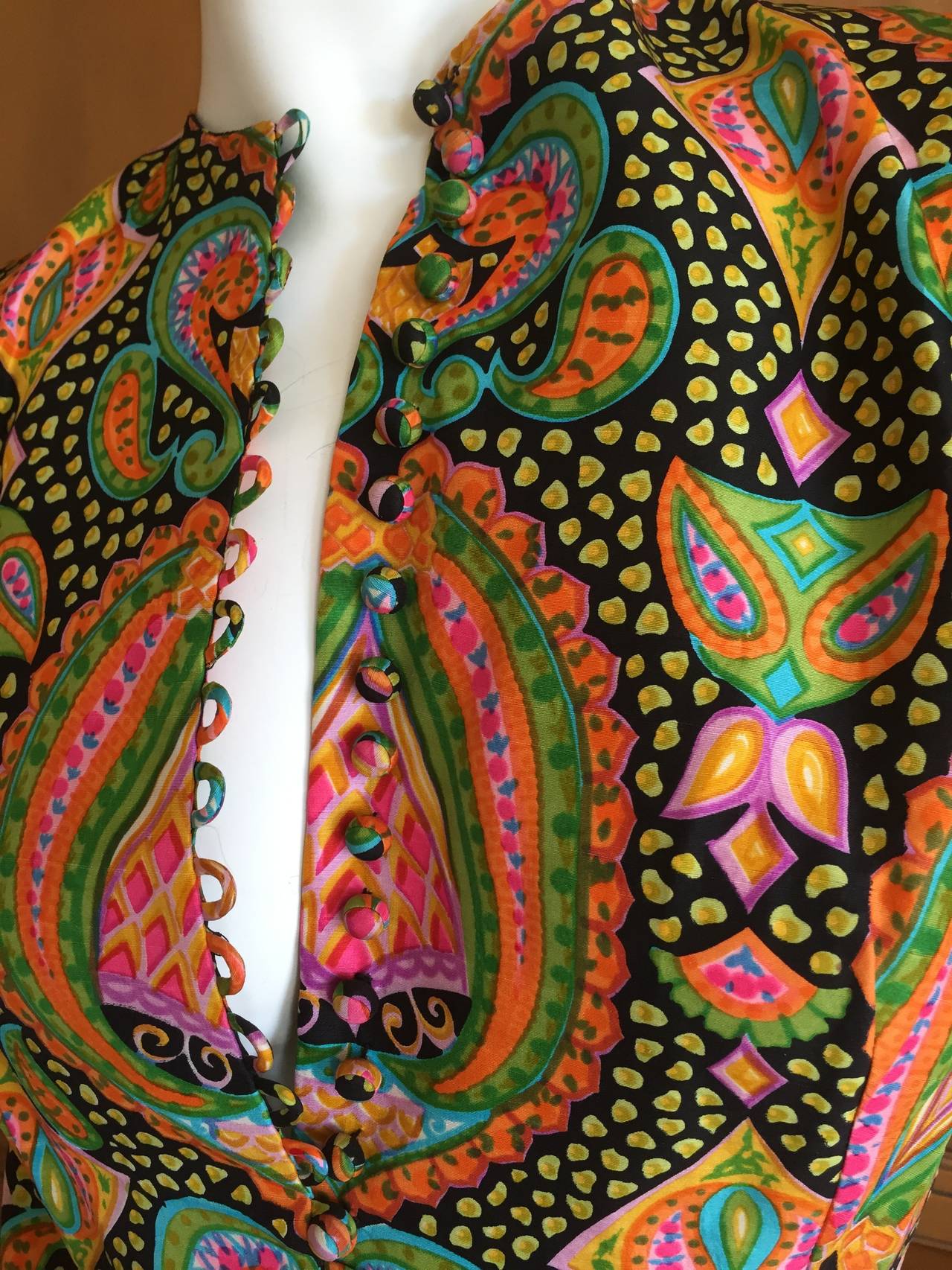 Geoffrey Beene 1970's Sleeveless Silk Dress with Sash 1