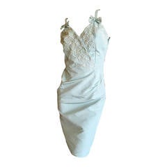 Vintage Dior by John Galliano Ice Blue Silk Taffeta Embellished Dress