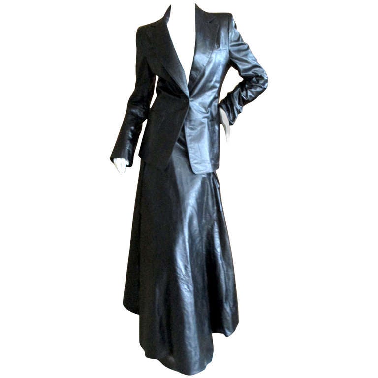 Ann Demeulemeester Black Leather Suit at 1stDibs