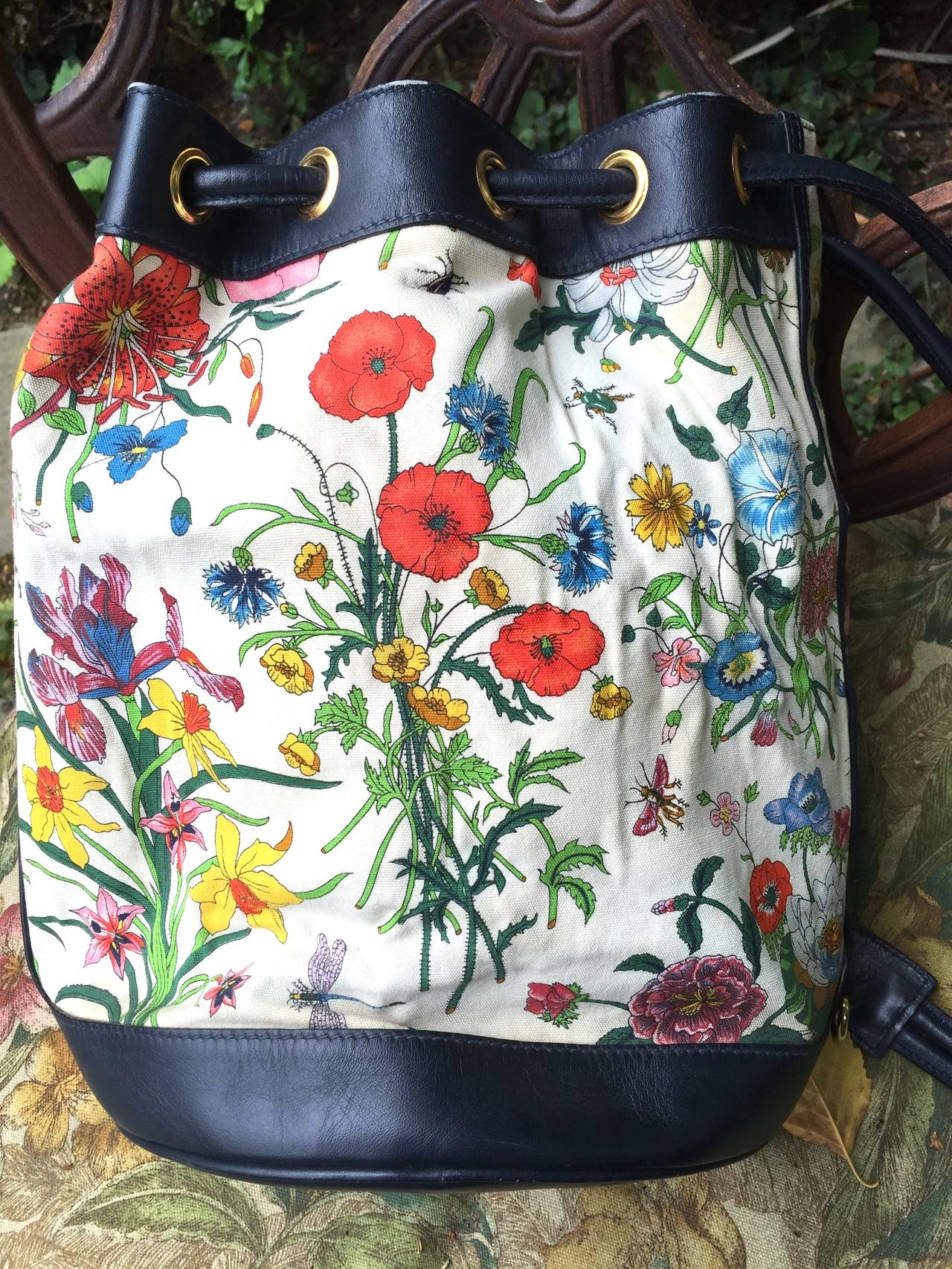 gucci floral bucket bag