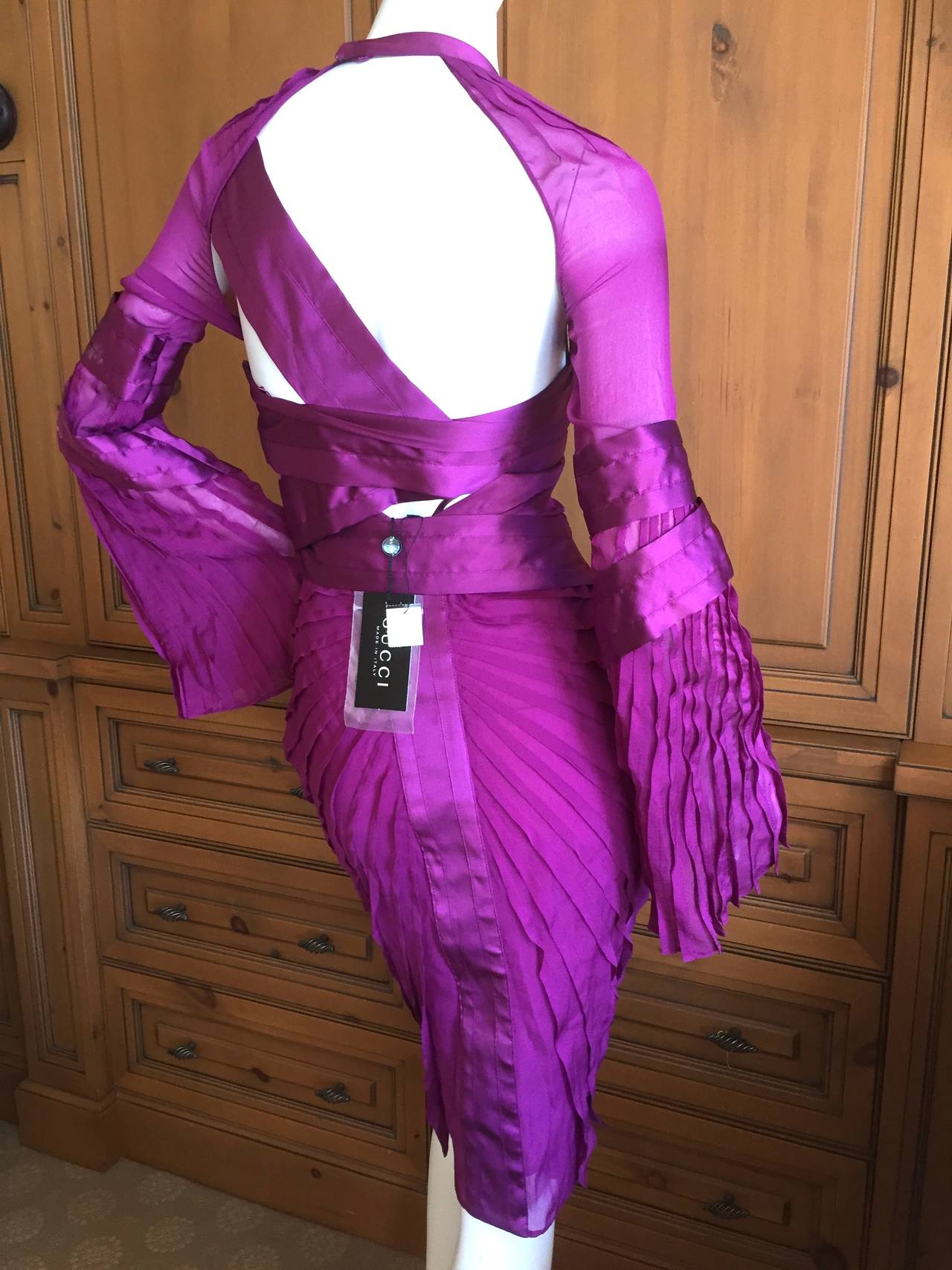 Gucci by Tom Ford Purple Silk Dress F' 2004 NWT In New Condition In Cloverdale, CA