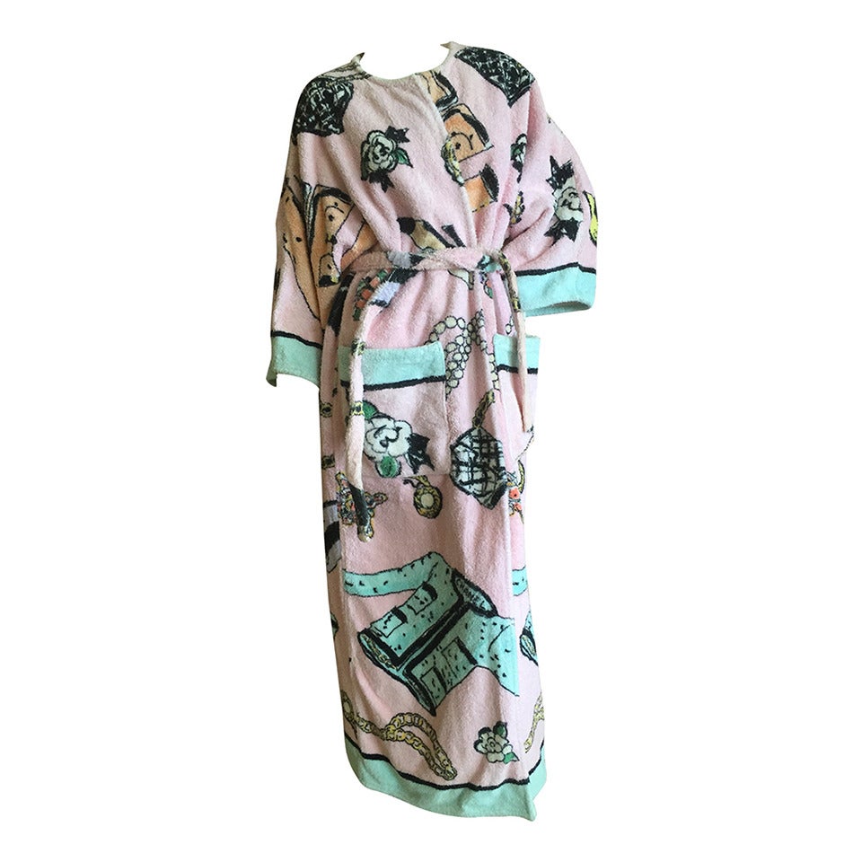 Chanel Rare Vintage Pink Terrycloth Beach Robe