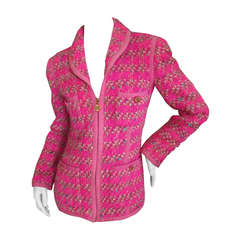 Chanel / Lagerfeld 1991 Neon Pink Fantasy Tweed Jacket