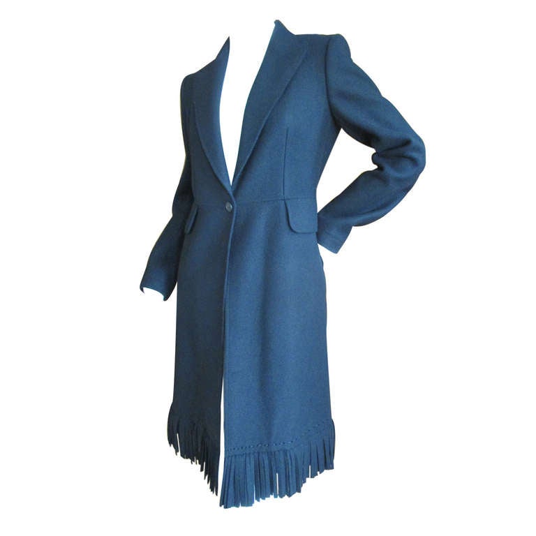 Azzedine Alaia Black Wool Coat with Fringe at 1stDibs