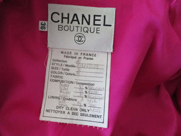 Women's Chanel / Lagerfeld 1991 Neon Pink Fantasy Tweed Jacket