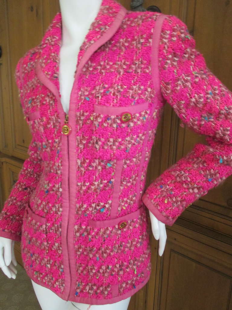 Chanel 1991 Neon Pink Fantasy Tweed Jacket
This is so charming, from the 