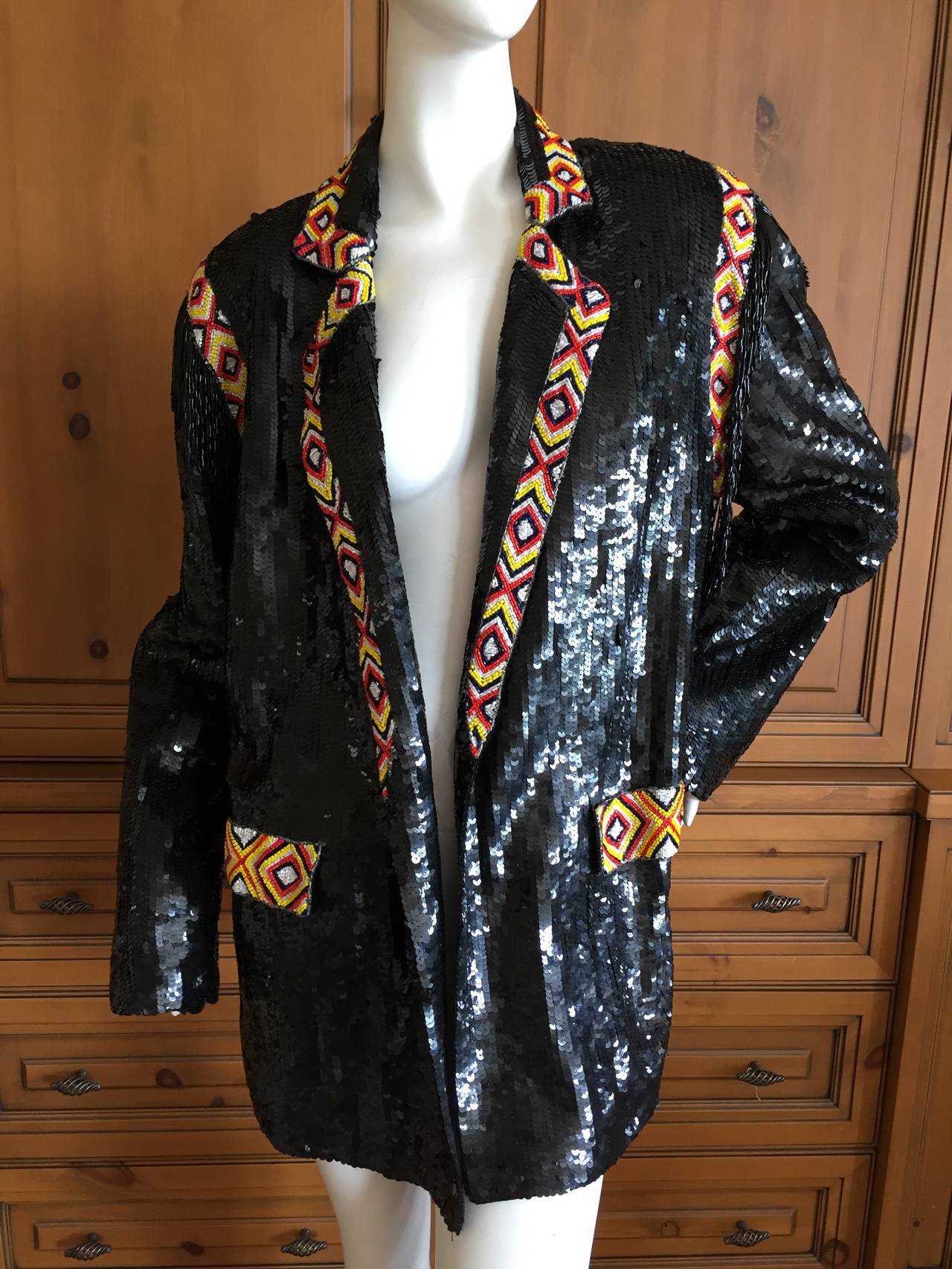 Vintage Indian Bead Trim Sequin Rodeo Jacket