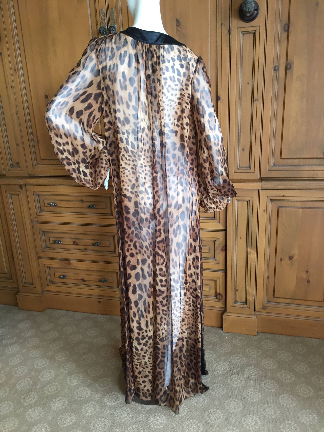 Women's or Men's Dolce & Gabbana Silk Leopard Print Bell Sleeve Caftan
