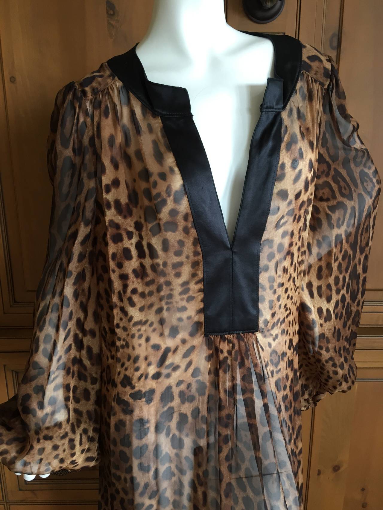 Dolce & Gabbana Silk Leopard Print Bell Sleeve Caftan 2