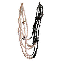 Chanel Black and White Multi Strand CC Necklace