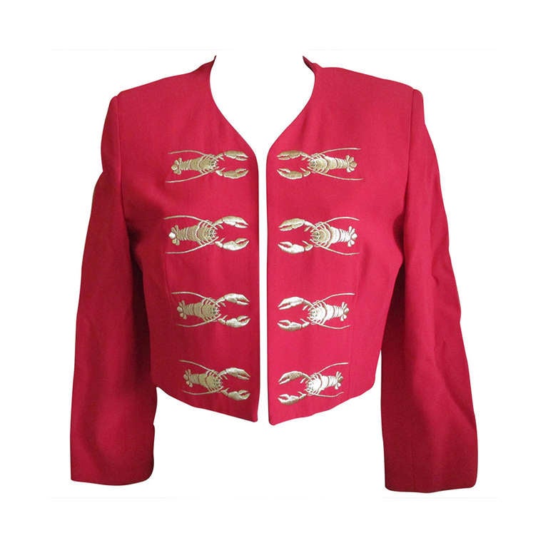 Moschino Couture Iconic 1989 Gold Embroidered Lobster Jacket
