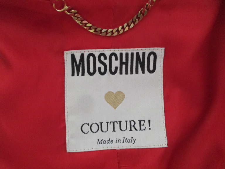 Moschino Couture Iconic 1989 Gold Embroidered Lobster Jacket In Excellent Condition In Cloverdale, CA