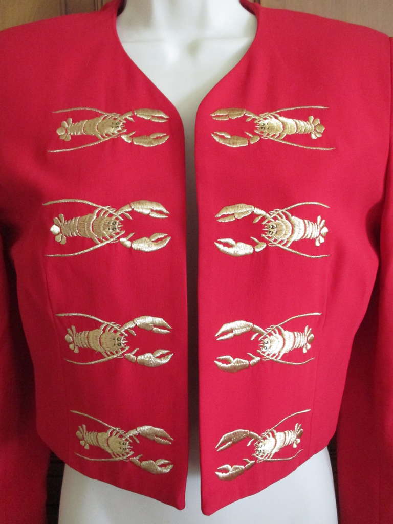 Moschino Couture Iconic Gold Embroidered Lobster Jacket