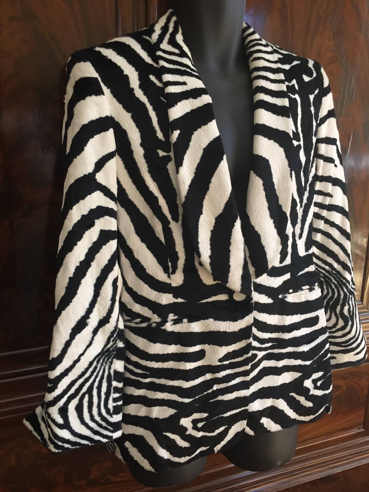 Gianfranco Ferre Plush Zebra Jacket In Excellent Condition In Cloverdale, CA