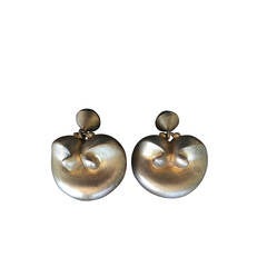 Patricia Von Musulin Sterling Silver Vermeil Big Apple Clip Earrings