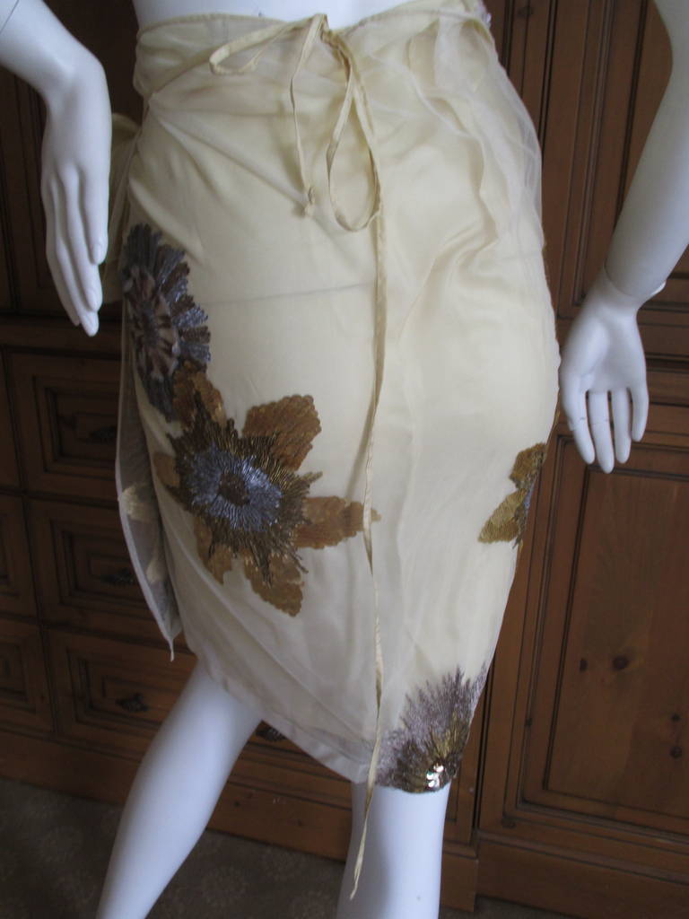 Dries Van Noten Embellished Silk Wrap Skirt 1