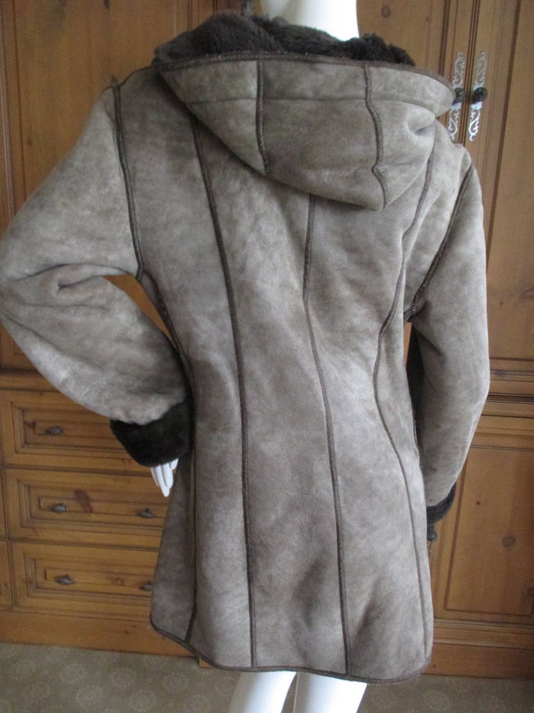 Fendi Belted Shearling Coat with Hood 1