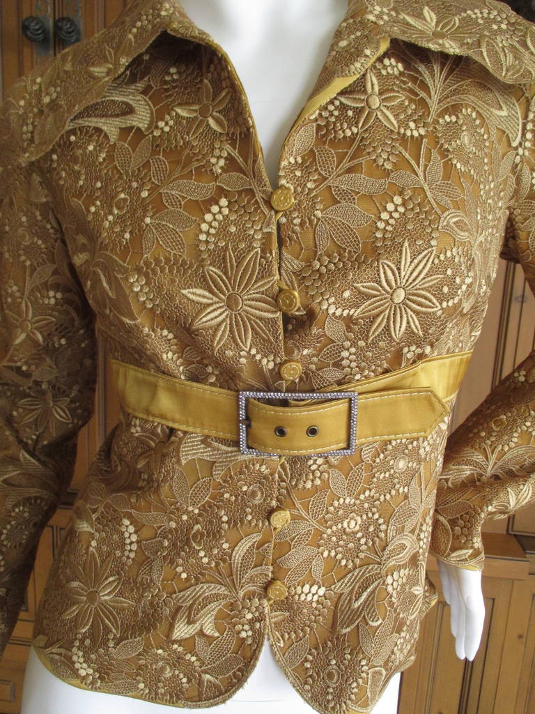 Valentino Gold Guipure Lace Belted Jacket