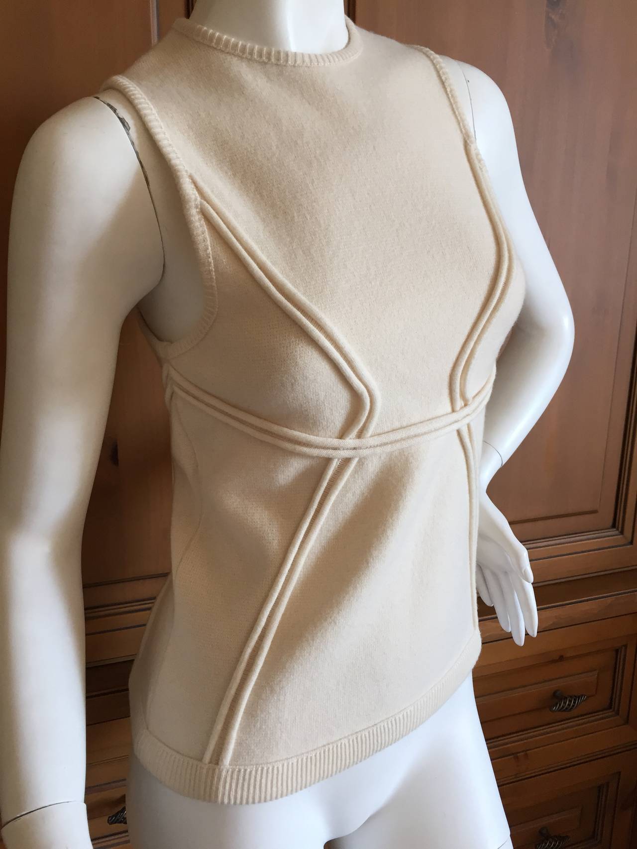 Ralph Rucci Ivory Cashmere Sleveless Top In Excellent Condition In Cloverdale, CA
