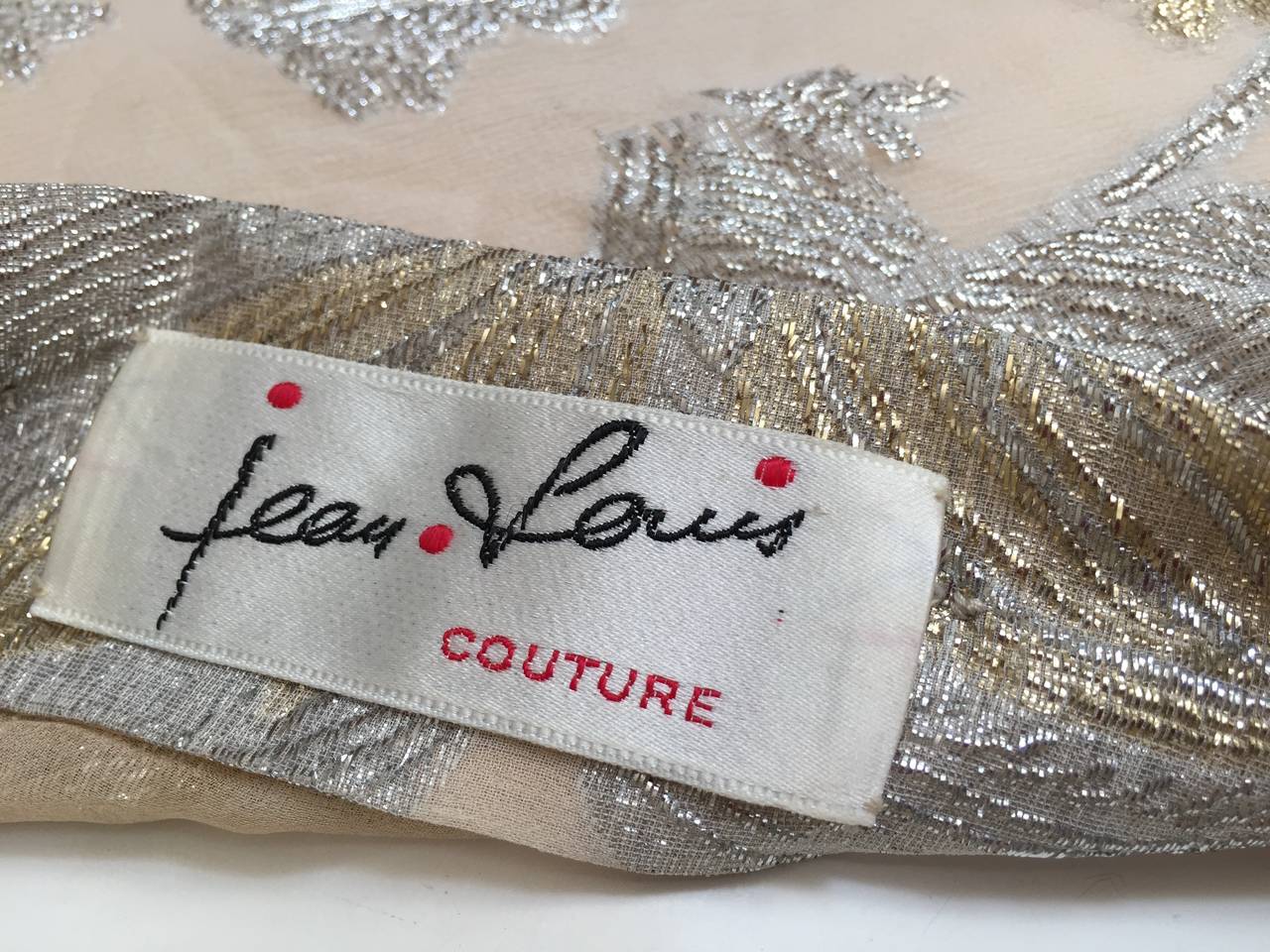 Jean Louis Couture Silver & Gold Silk Evening Pajamas w. Ostrich Cuffs 6