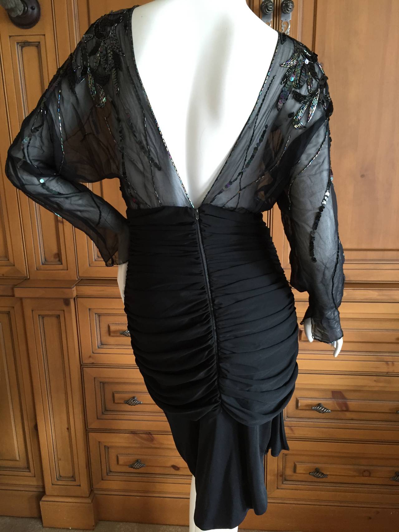 Women's Bob Mackie Sheer Sequin Black Cocktail Dress