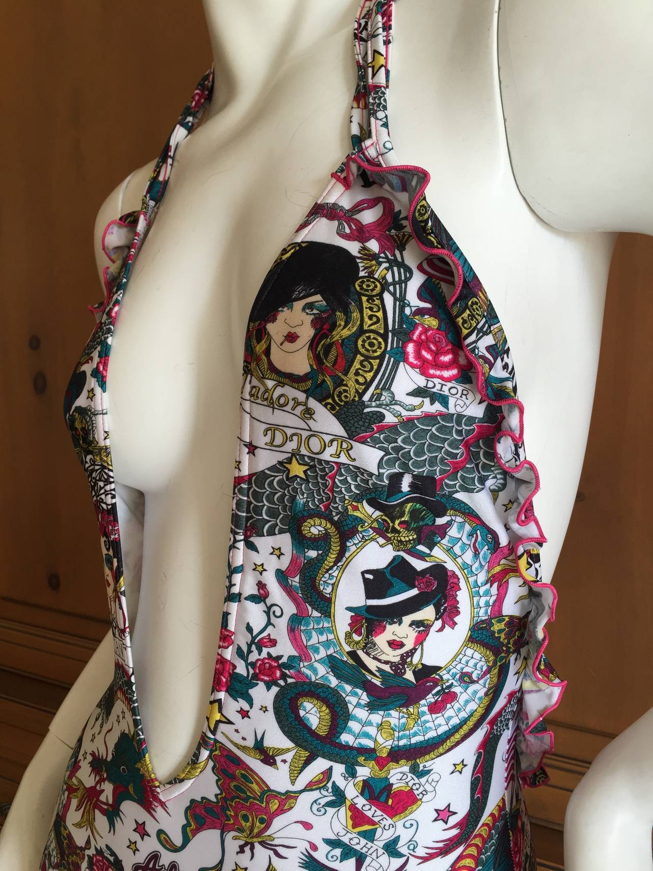 Dior by Galliano Ruffle Trim Swimsuit In New Condition In Cloverdale, CA