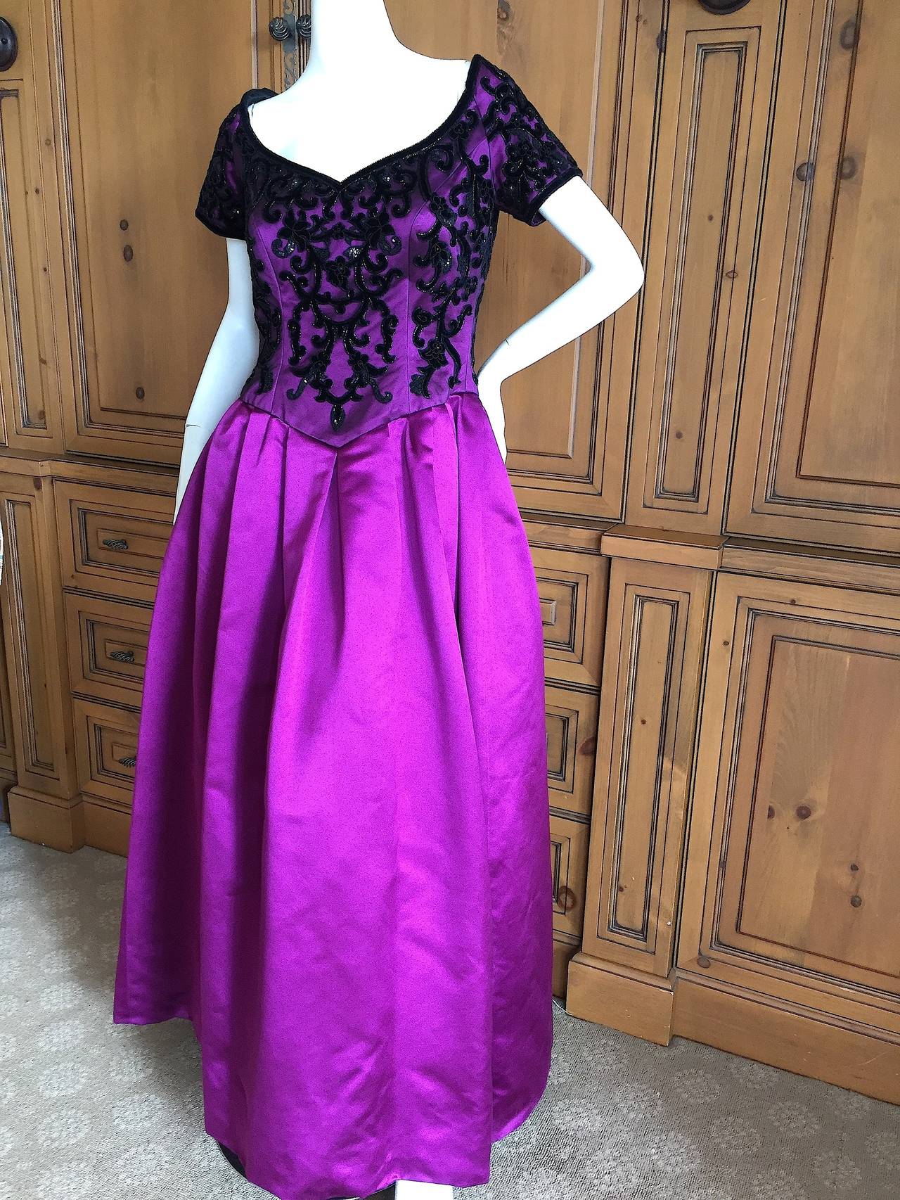 Escada Couture Vintage Gown w Sequin Lace Details 1