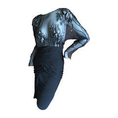 Bob Mackie Sheer Sequin Black Cocktail Dress