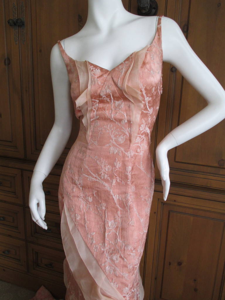 Nina Ricci by Olivier Theyskens pink silk floor length dress with train In New Condition In Cloverdale, CA
