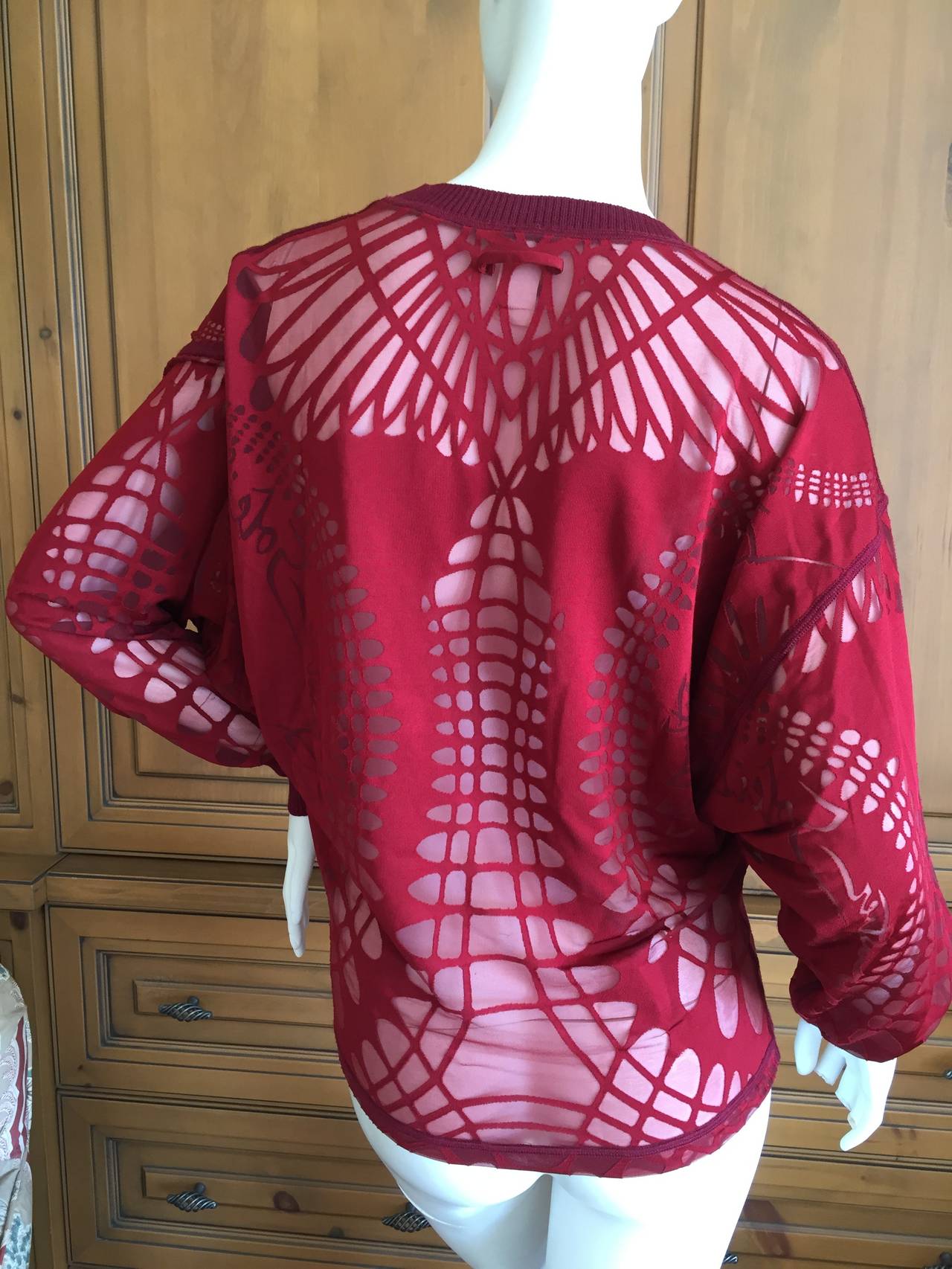 Wonderful red sheer cut out top from Jean Paul Gaultier Solieil.