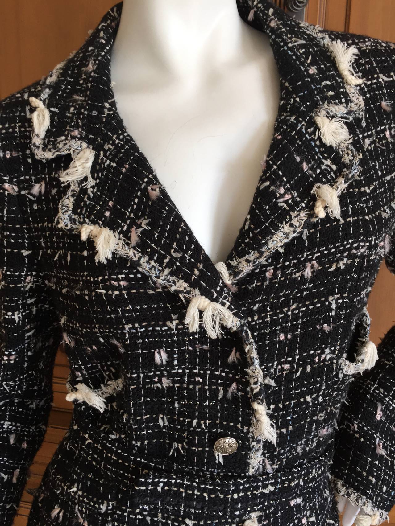 Women's Chanel Belted Black Fantasy Tweed Jacket