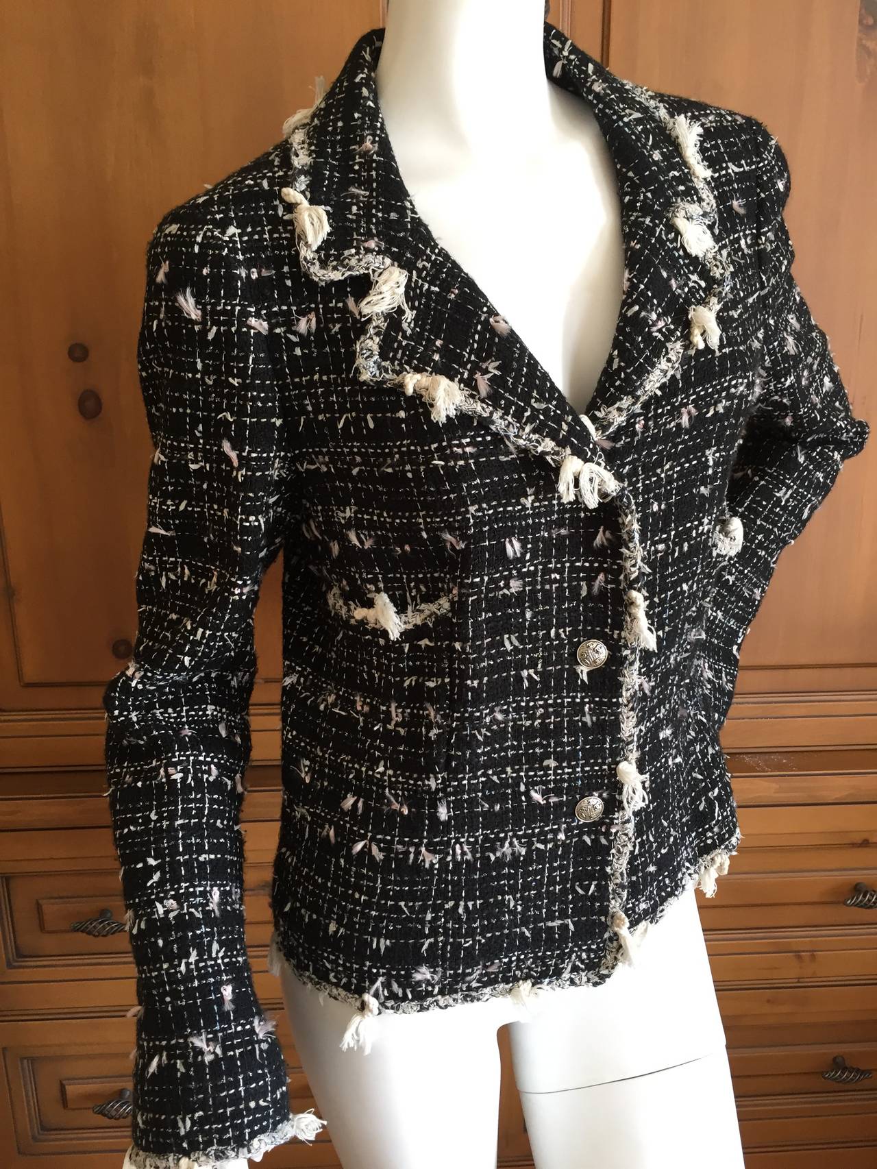 Chanel Belted Black Fantasy Tweed Jacket 4