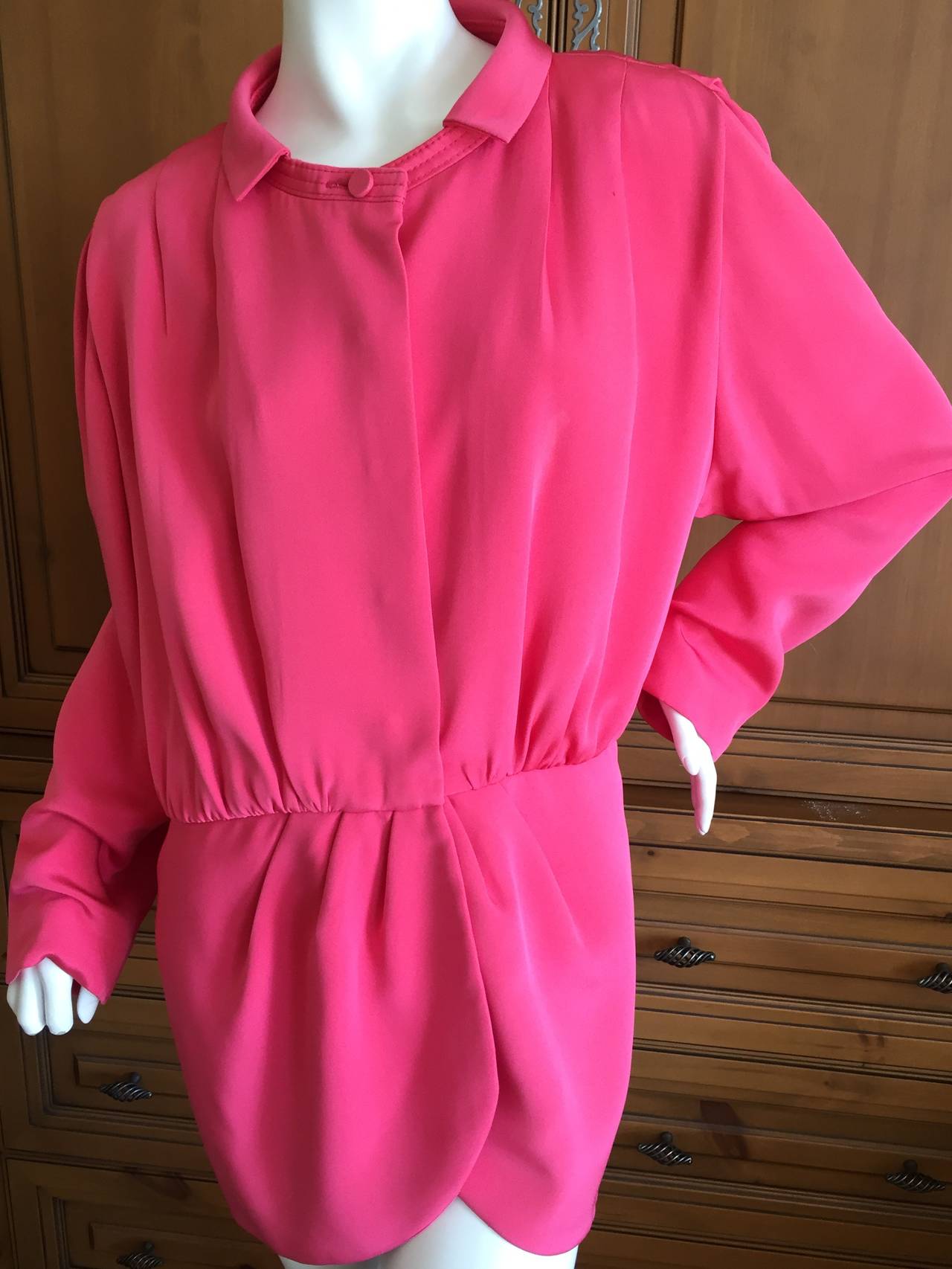 Galanos Hot Pink Silk Jacket In Excellent Condition For Sale In Cloverdale, CA