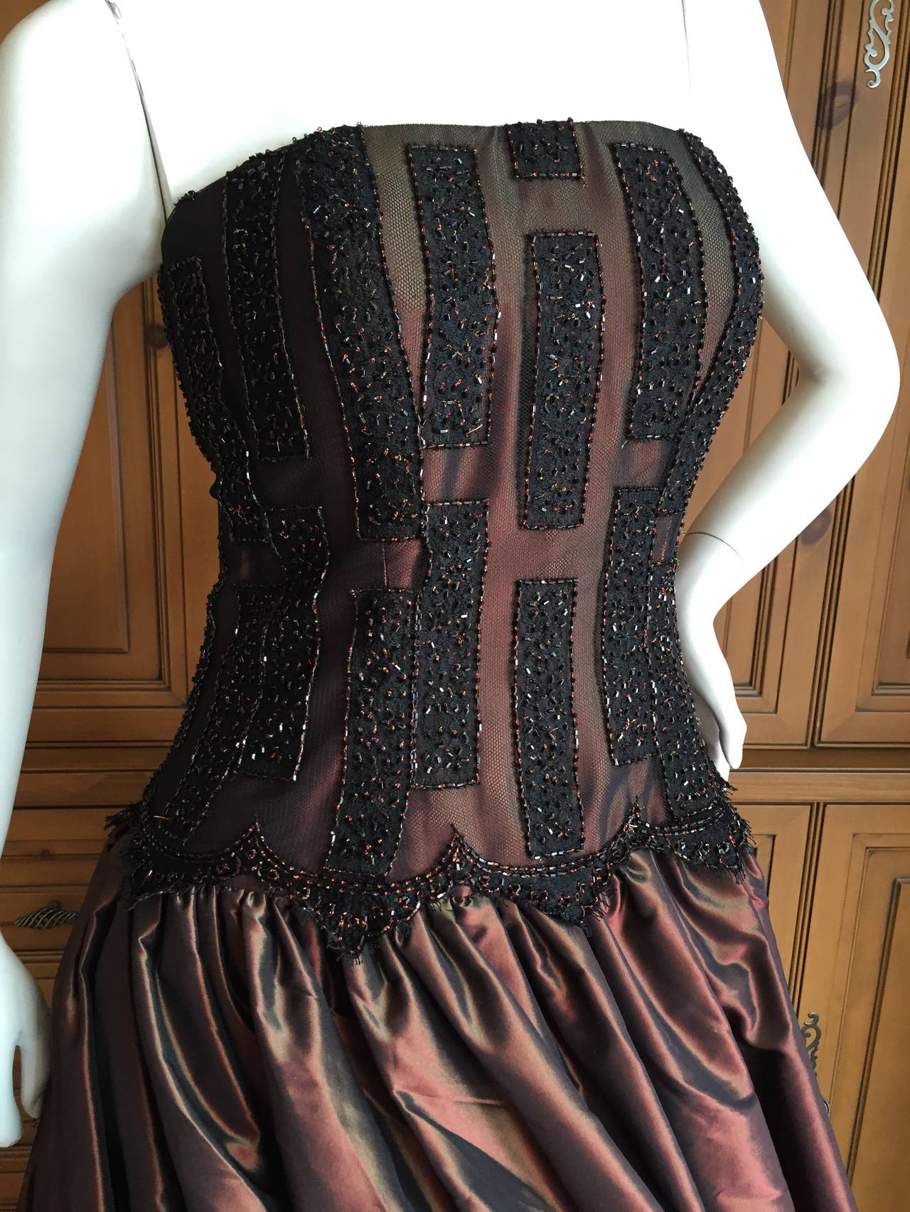 Black Bob Mackie Chocolate Silk Beaded Dress with Matching Jacket For Sale