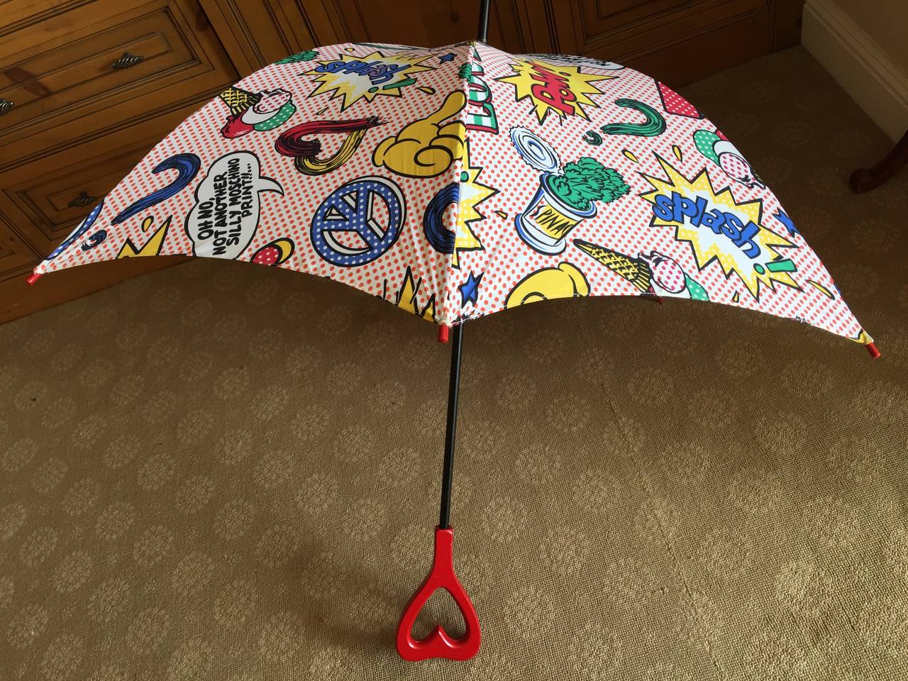 Moschino 1991 Lichtenstein Inspired Umbrella with Heart Handle 1