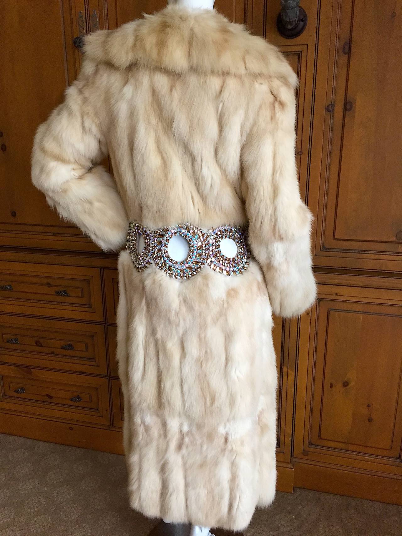 Women's Luxurious Sable Fur Coat w. Wide Jeweled 