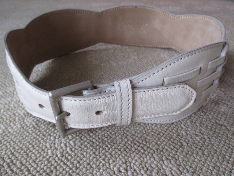 Azzedine Alaia White Leather Belt 2