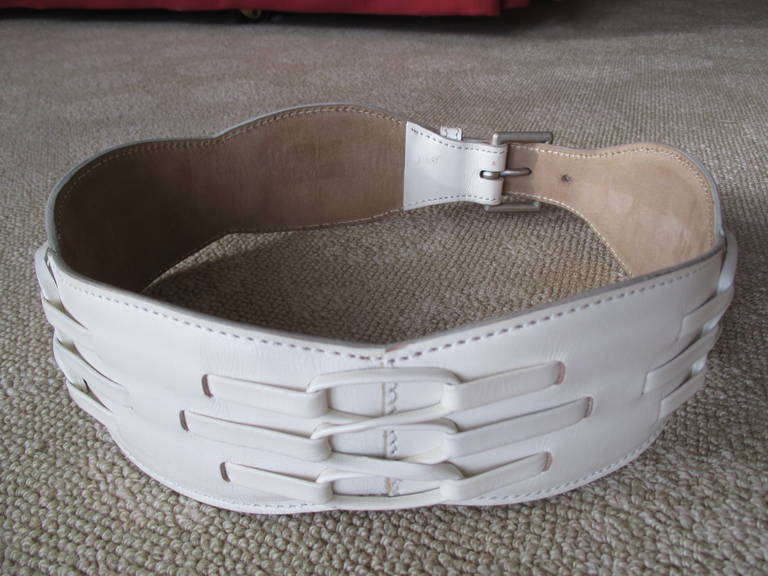 Women's Azzedine Alaia White Leather Belt