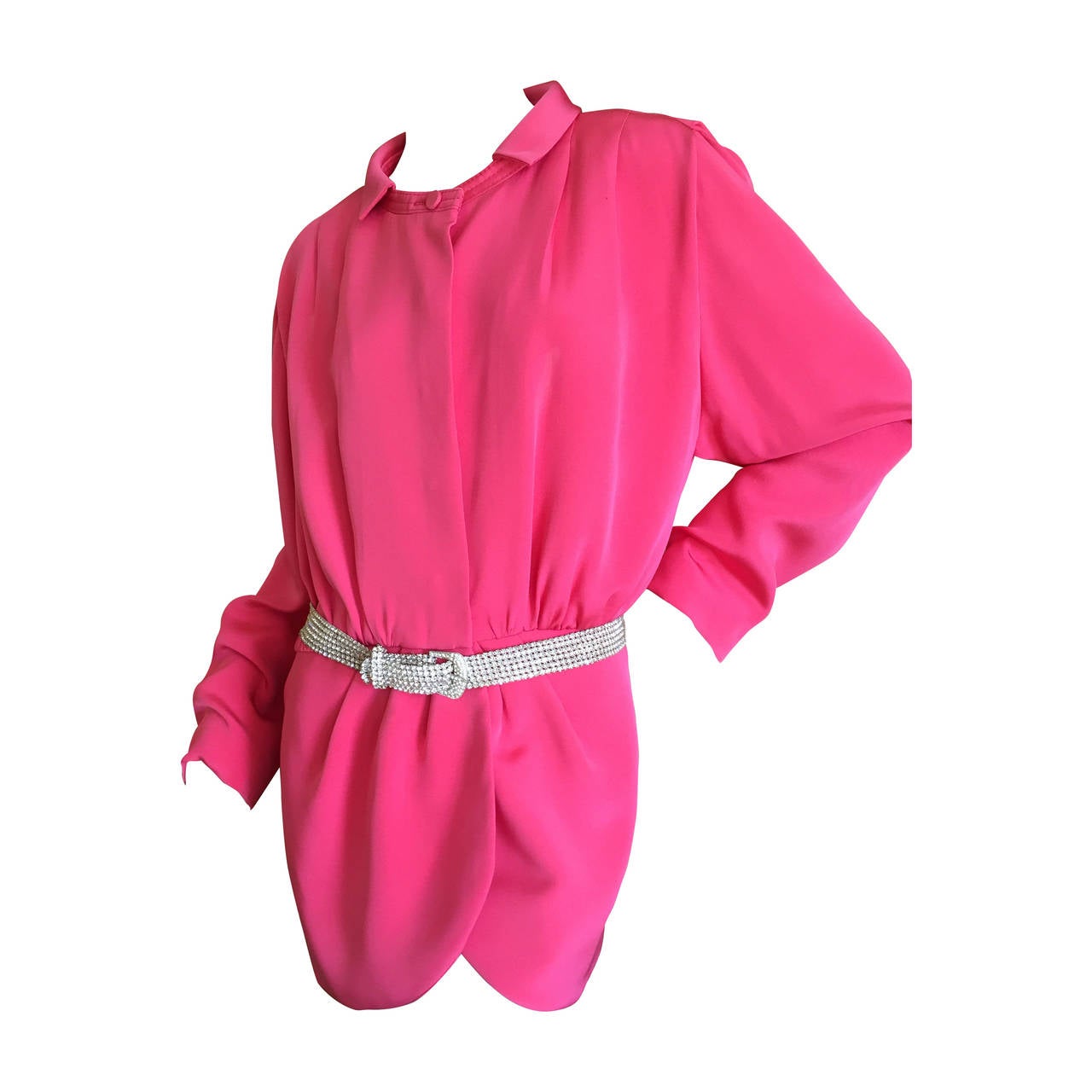 Galanos Hot Pink Silk Jacket For Sale