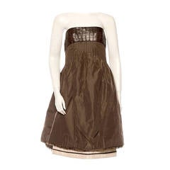 Ralph Rucci Alligator & Silk Taffeta Strapless Cocktail Dress