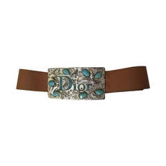 Vintage Christian Dior Large Western Style Turquoise Studded Belt