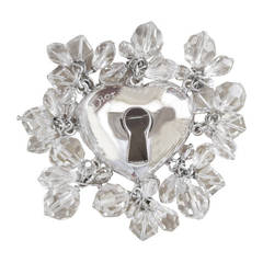 Christian Dior Heart Pin with Crystal Bead Fringe