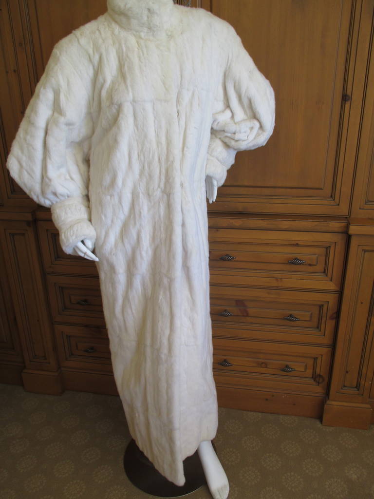 Galanos / Neiman Marcus Luxurious Full Length Ermine Fur Coat at