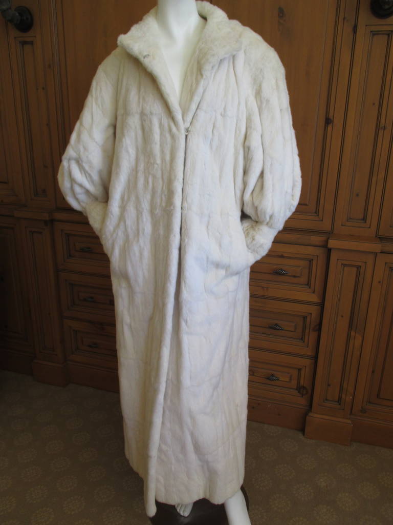 Galanos / Neiman Marcus Luxurious Full Length Ermine Fur Coat at