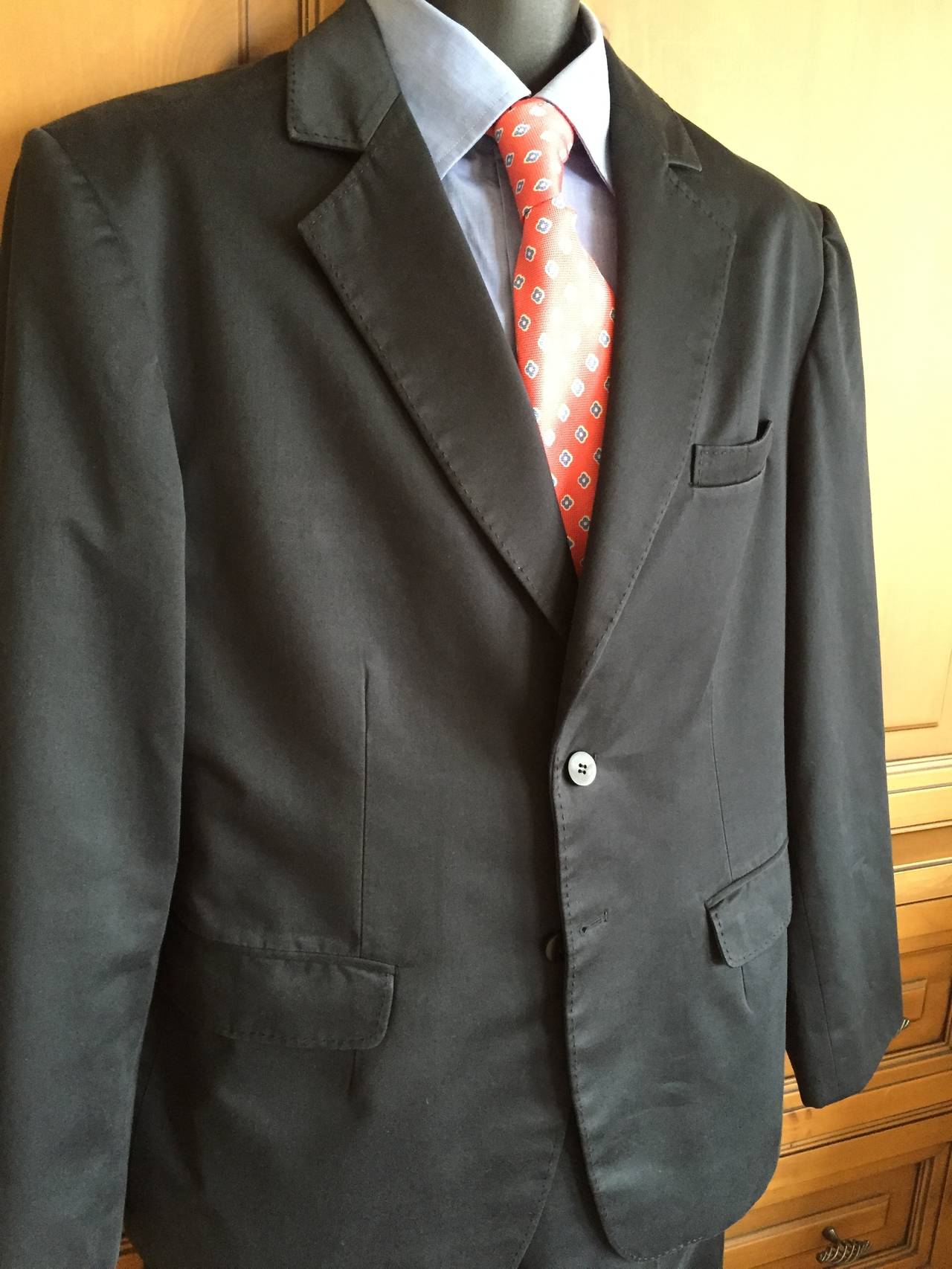 Chado Ralph Rucci Custom Black Cotton Mens Suit For Sale 2