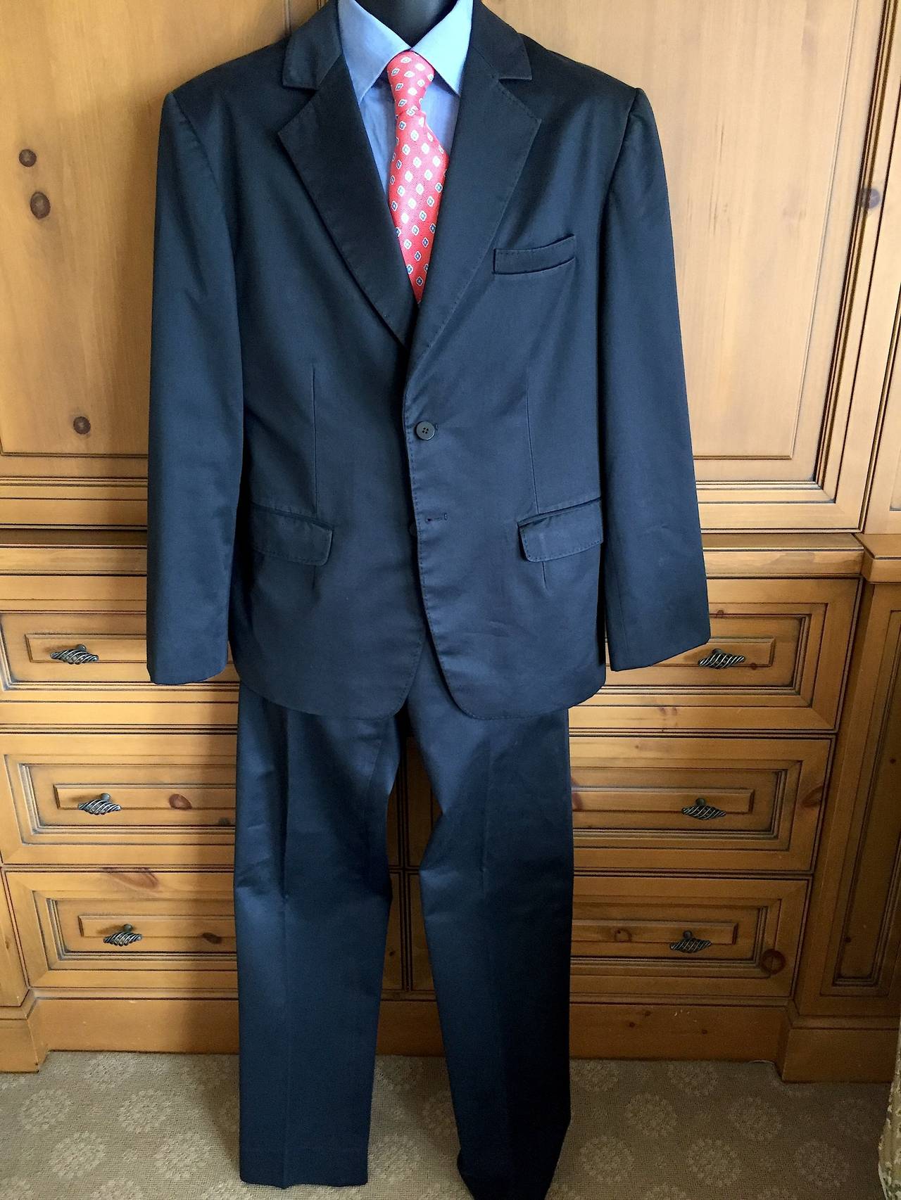 Chado Ralph Rucci Custom Black Cotton Mens Suit For Sale 6