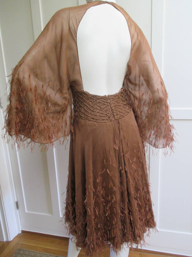 Ralph Rucci Sublime Silk Feather Backless Dress In Excellent Condition In Cloverdale, CA
