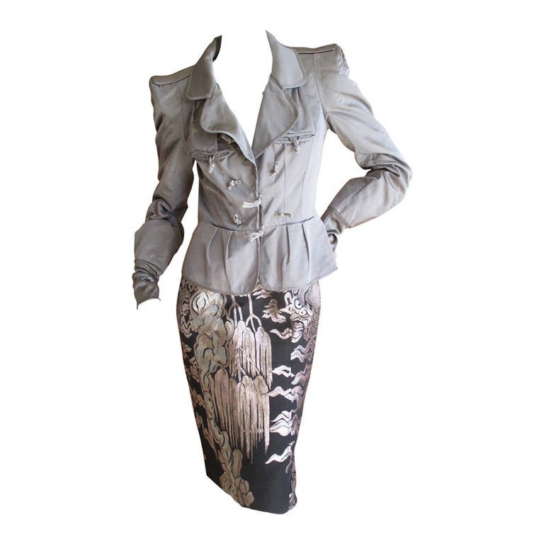 YSL Tom Ford Fall 2002 Asian Inspired Pagoda Jacket and Skirt For Sale